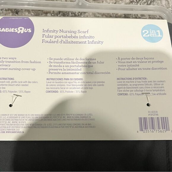 NWT Babies R Us Charcoal Grey Infinity Nursing Scarf - Picture 5 of 6